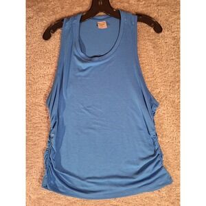 Athleta Blue Racerback Tank Top Ruched Sides Athletic Workout Activewear XL